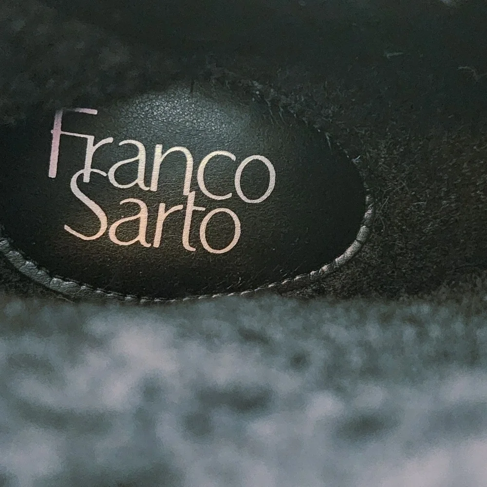 Franco Sarto Wedge Ankle Boots sz 7.5M Women Black Suede Leather Ulayna Sherpa‎